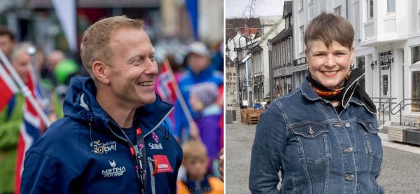 Knut-Eirik Dybdal og Ragnheidur Skuladottir snakker om hvilke programposter som er verdt å gi en sjanse. Foto Arctic Race/Harstad Tidende 